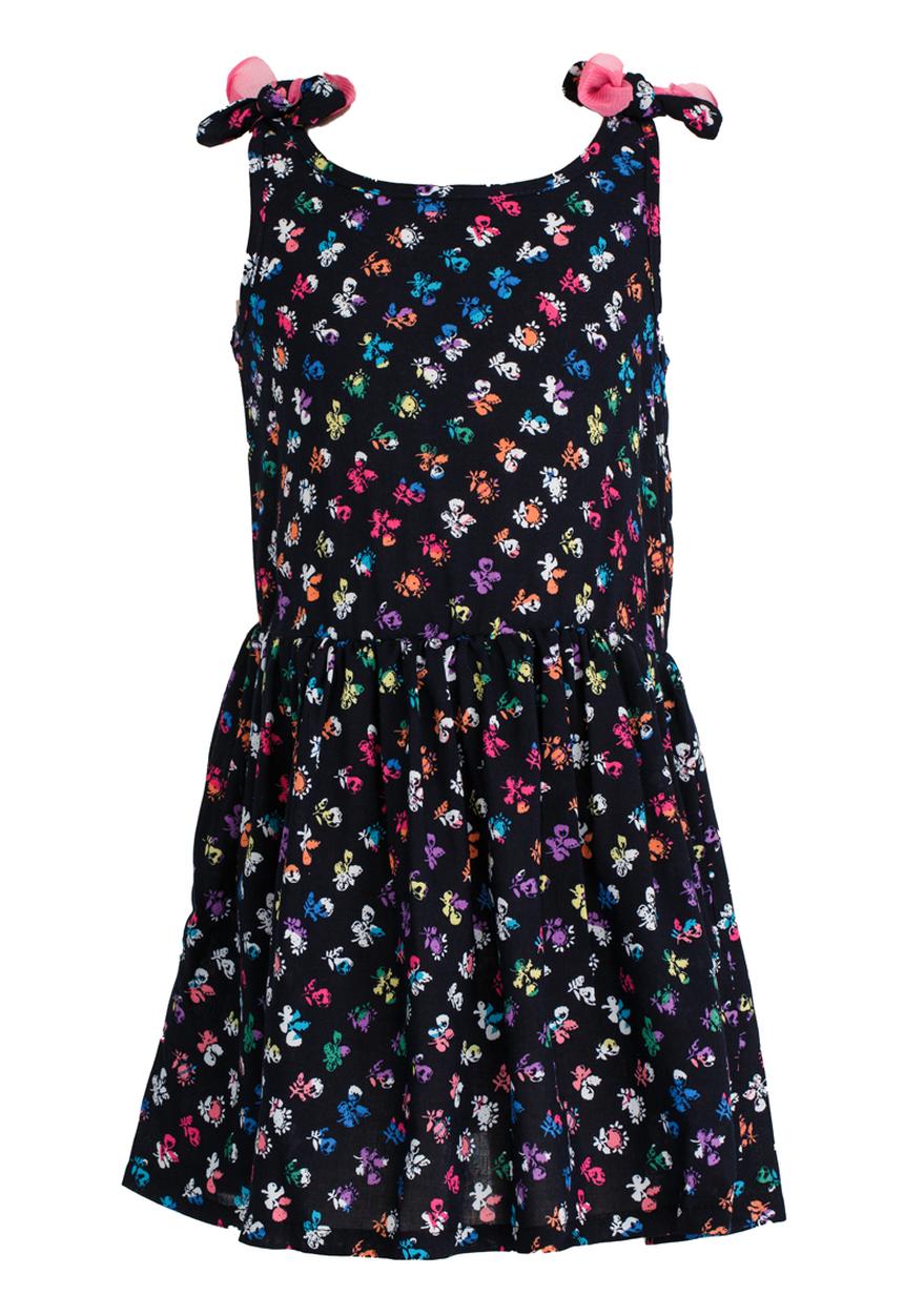 See-Saw - Mid Waist Dress with Shoulder Bow Navy