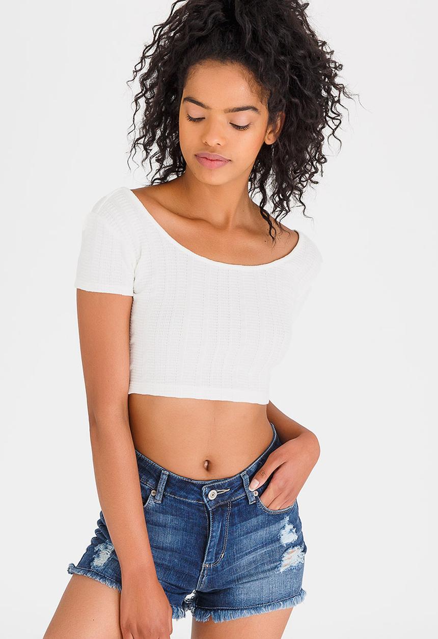 c(inch) - Bardot Cropped Top Cream