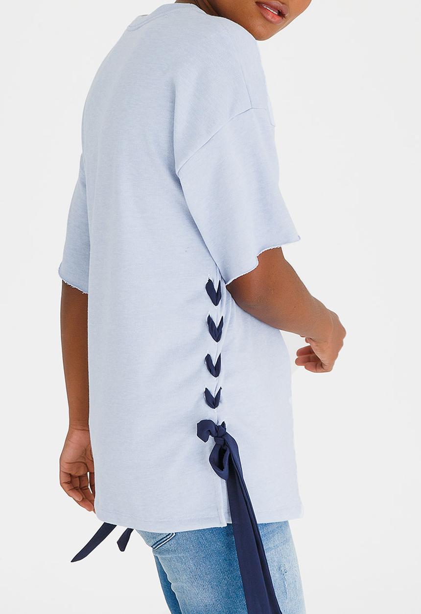 c(inch) - Lace-up T-shirt Pale Blue