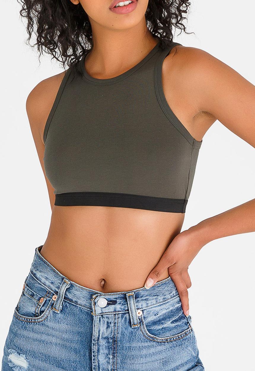 c(inch) - Sports Luxe Cropped Top Green