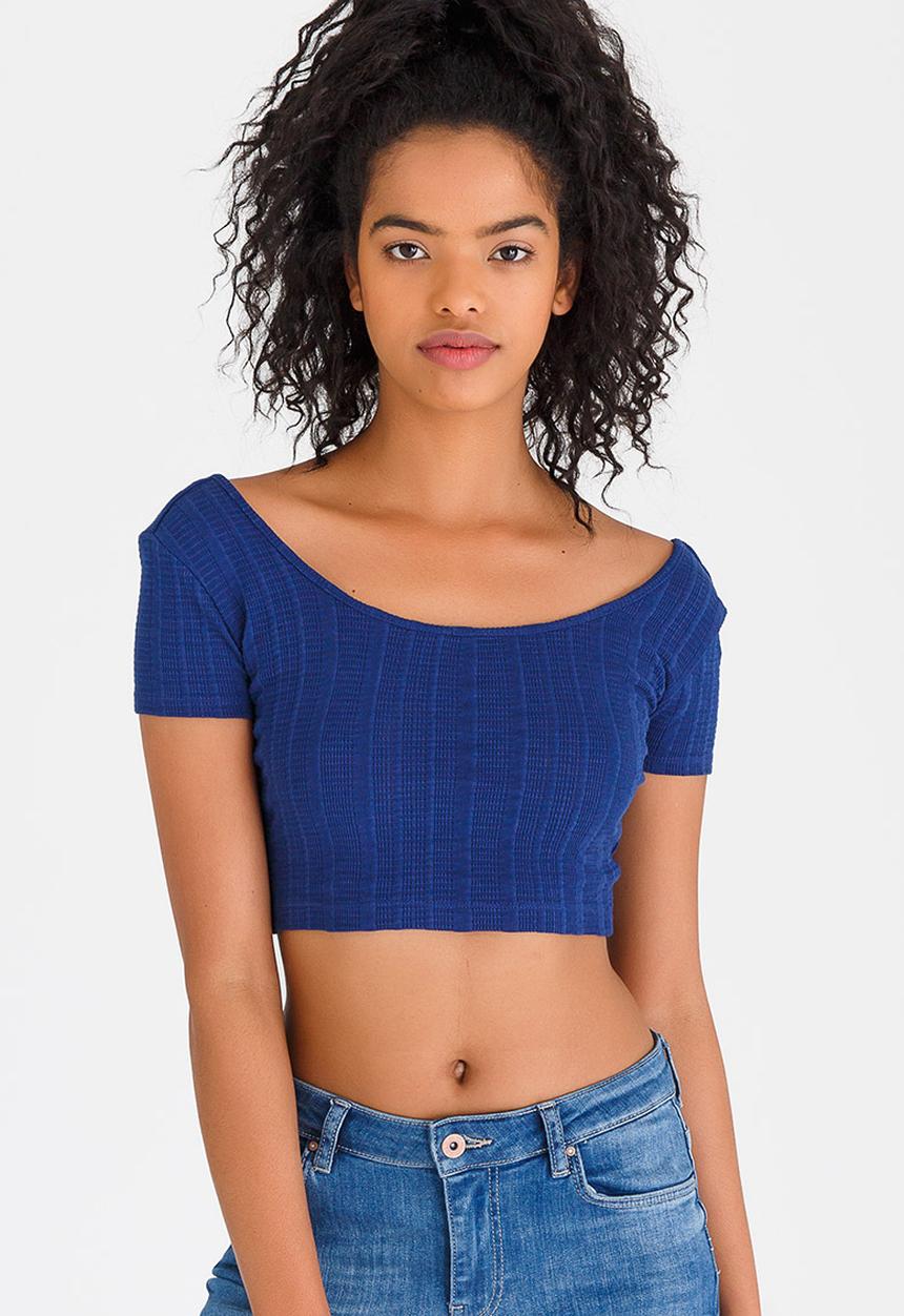 c(inch) - Bardot Cropped Top Navy
