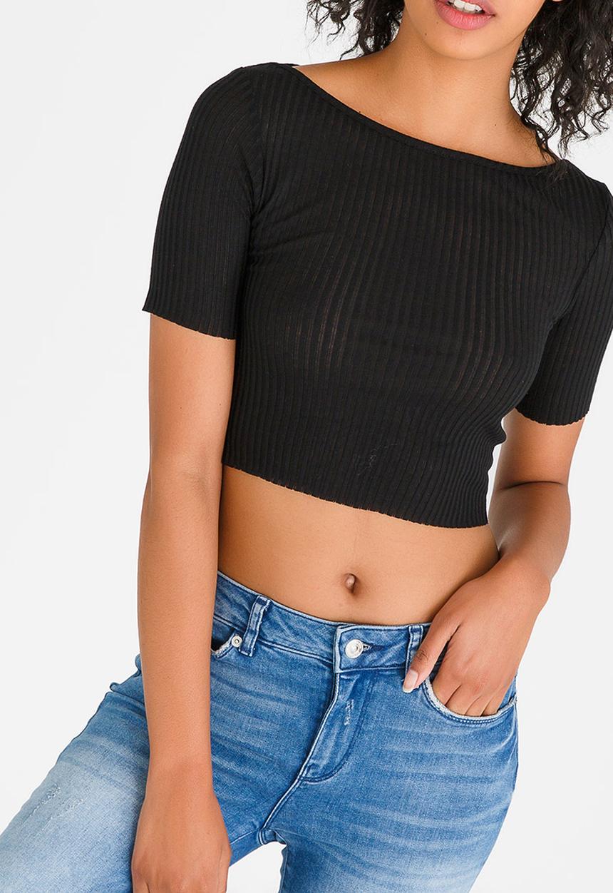 c(inch) - Boat Neck T-shirt Black