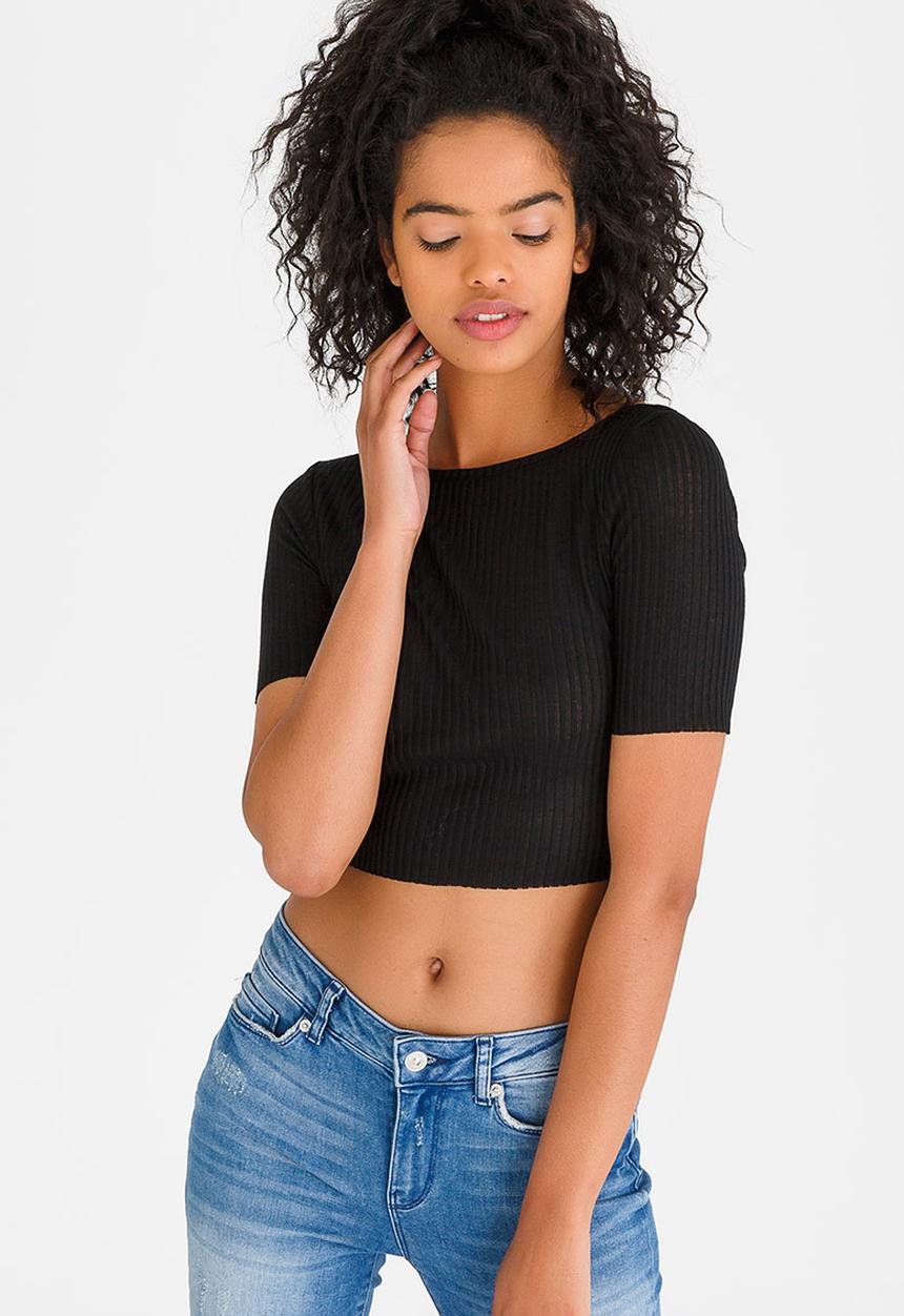 c(inch) - Boat Neck T-shirt Black