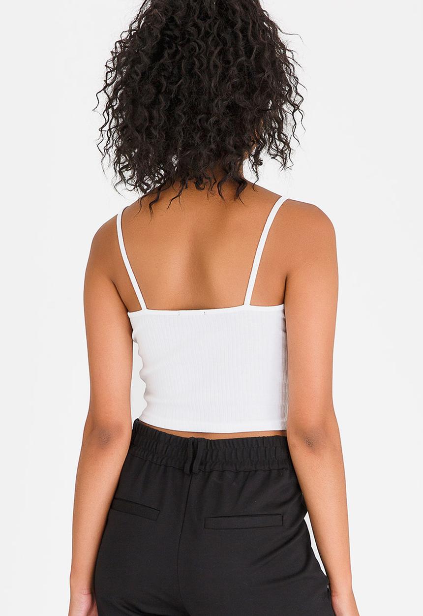 c(inch) - Ribbed Cropped Top White