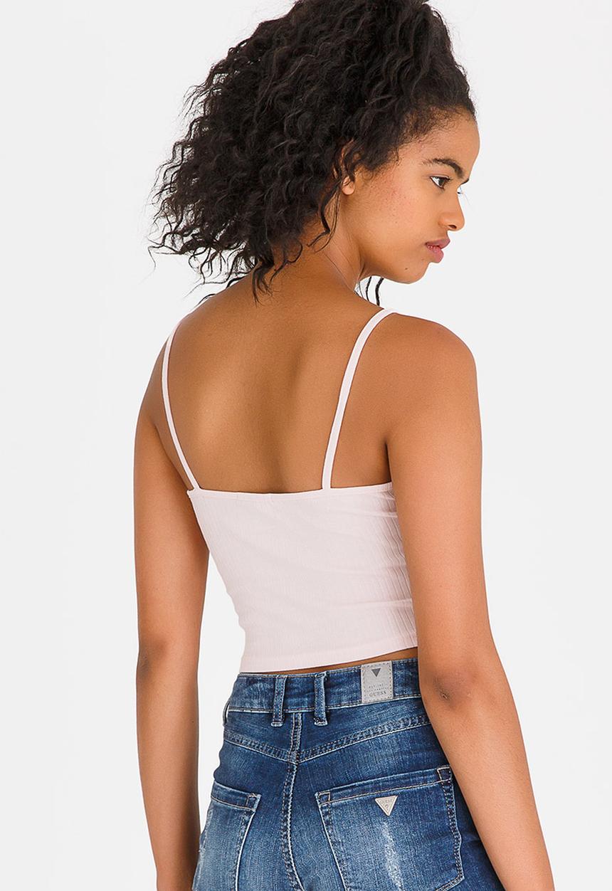 c(inch) - Ribbed Cropped Top Pale Pink