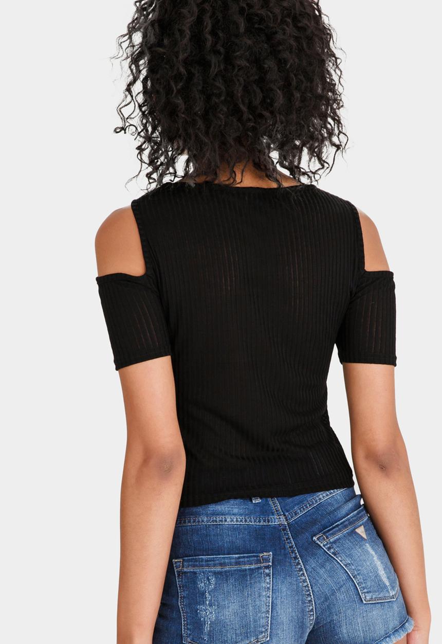 c(inch) - Cold Shoulder T-shirt Black