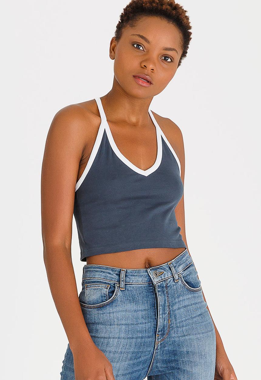 c(inch) - Athleisure Inspired Cropped Top Navy & White