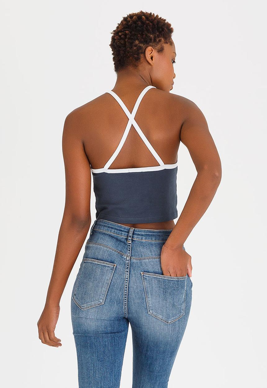 c(inch) - Athleisure Inspired Cropped Top Navy & White