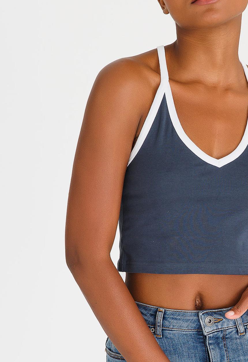 c(inch) - Athleisure Inspired Cropped Top Navy & White