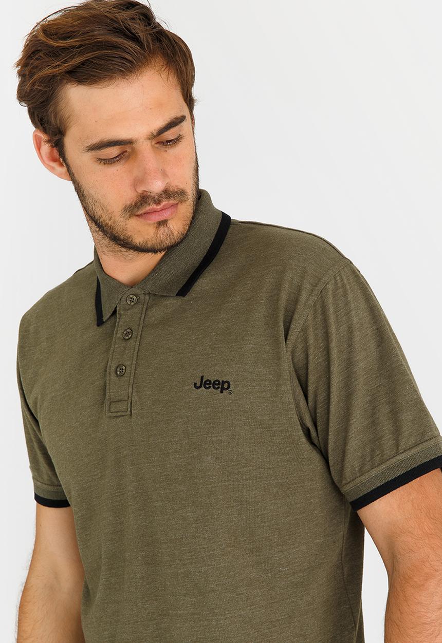 JEEP - Single Jersey Plain Golfer Khaki Green