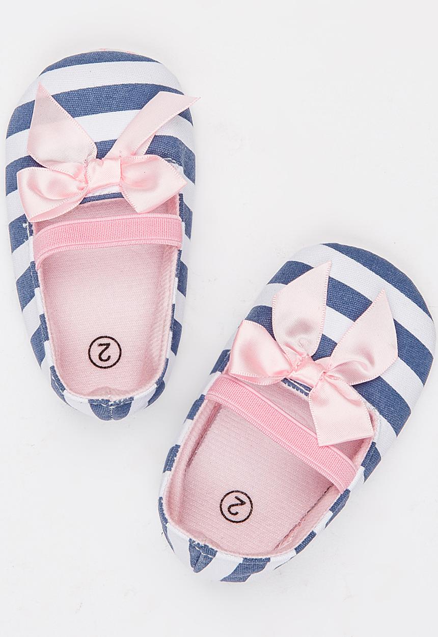 Pop Candy - Stripe Pumps with Bow Detail Multi-colour