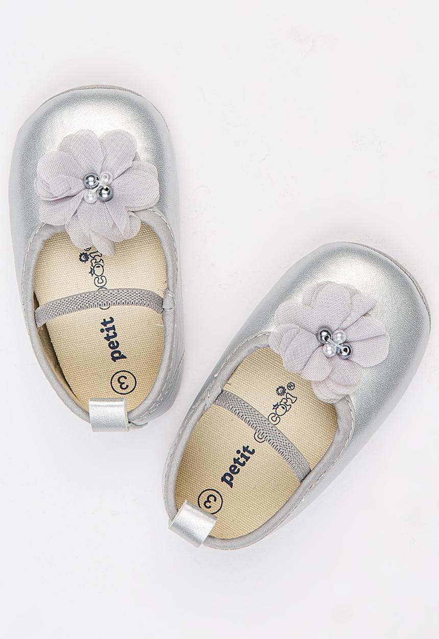 Pop Candy - Flower Embellished Pumps Grey