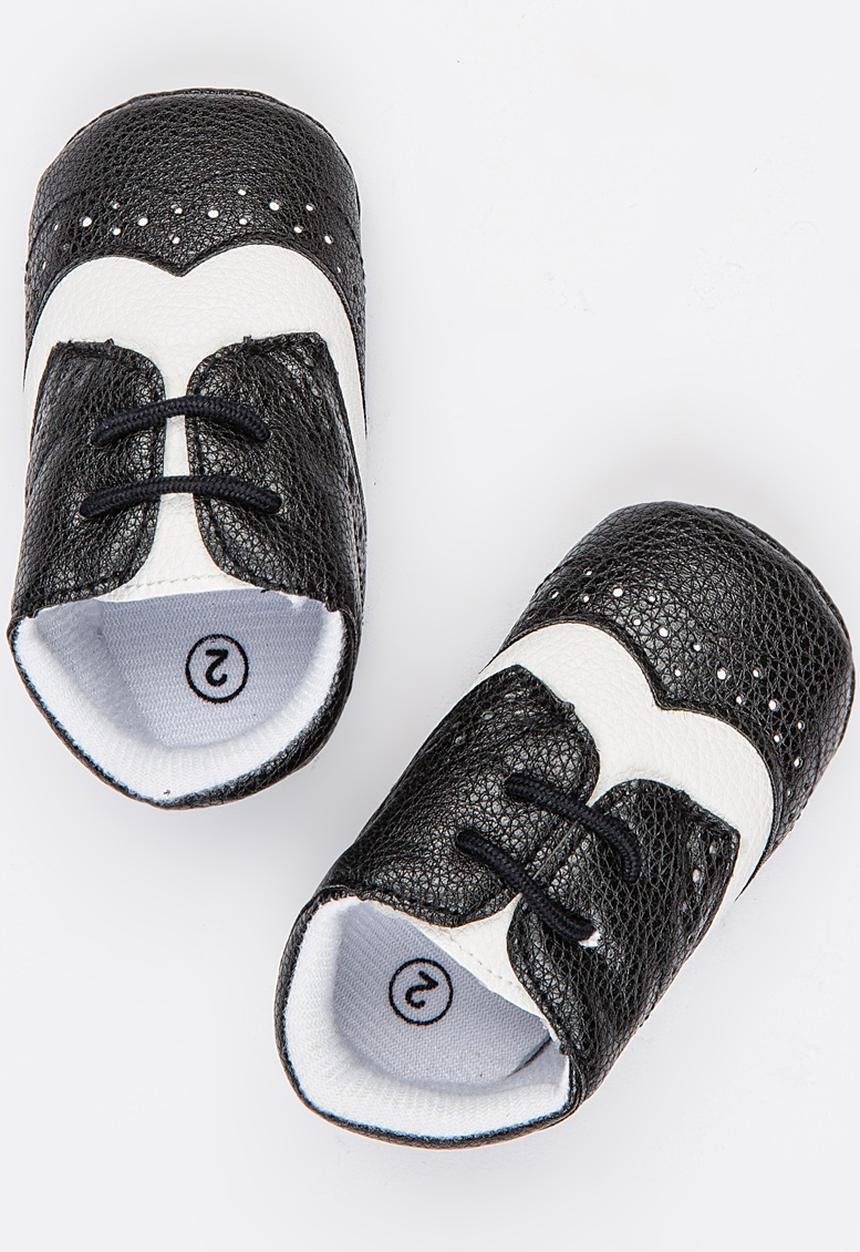 Pop Candy - Boys Brogues Shoe Black and White
