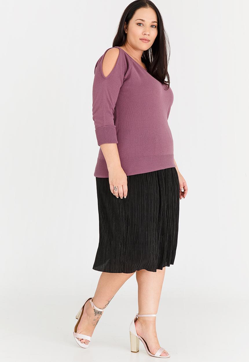 edit Plus - Knit Top with Slit Sleeve Pale Purple