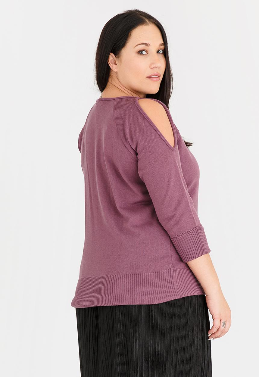 edit Plus - Knit Top with Slit Sleeve Pale Purple