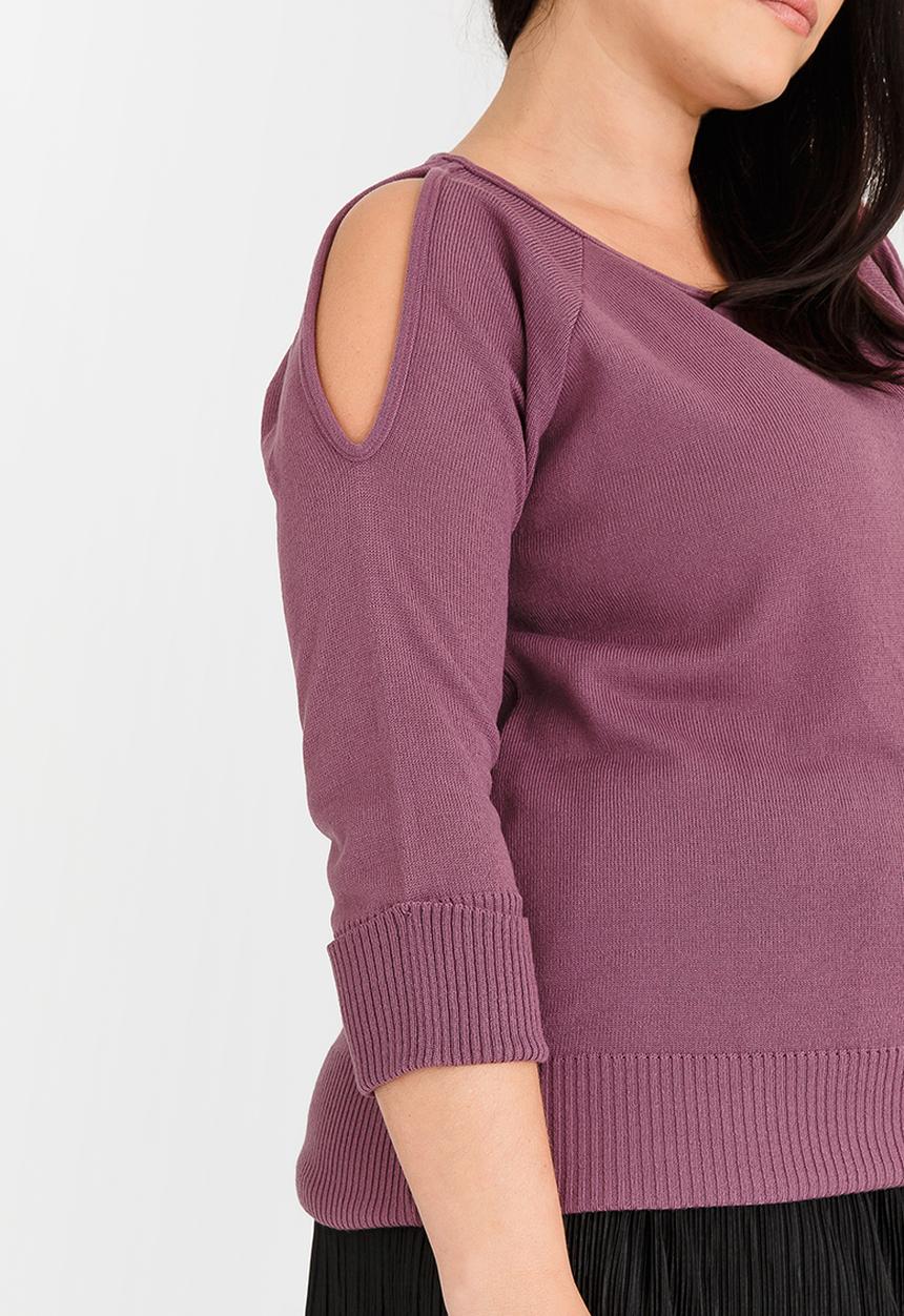 edit Plus - Knit Top with Slit Sleeve Pale Purple