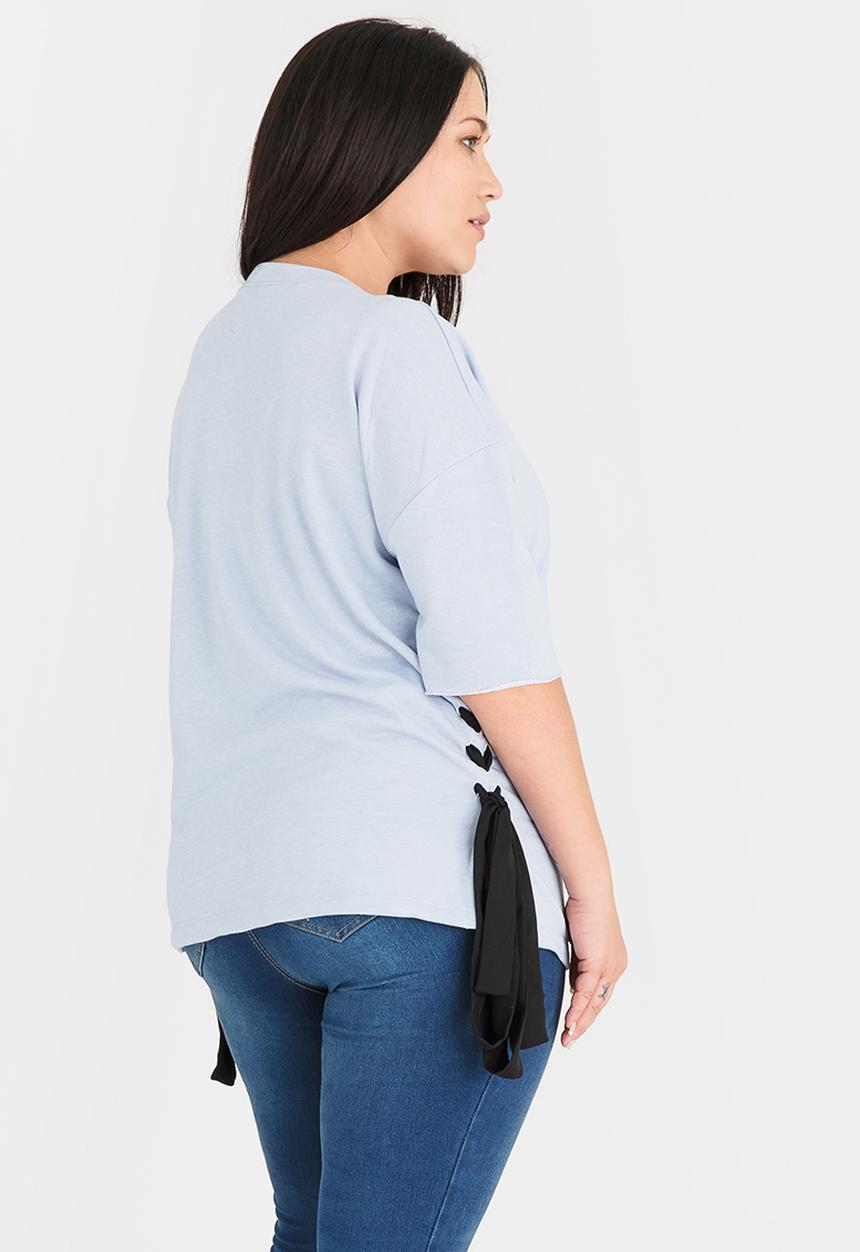 STYLE REPUBLIC PLUS - Lace-up T-shirt Pale Blue