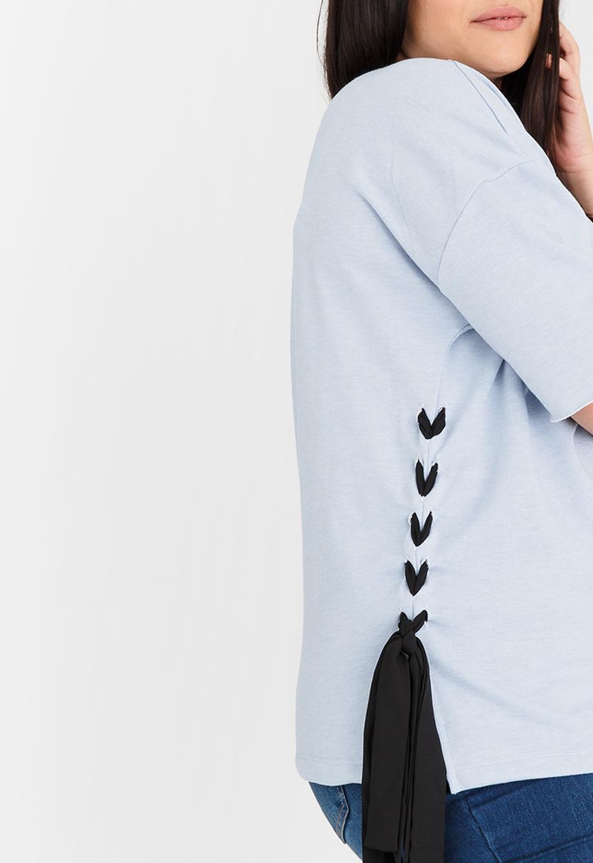 STYLE REPUBLIC PLUS - Lace-up T-shirt Pale Blue