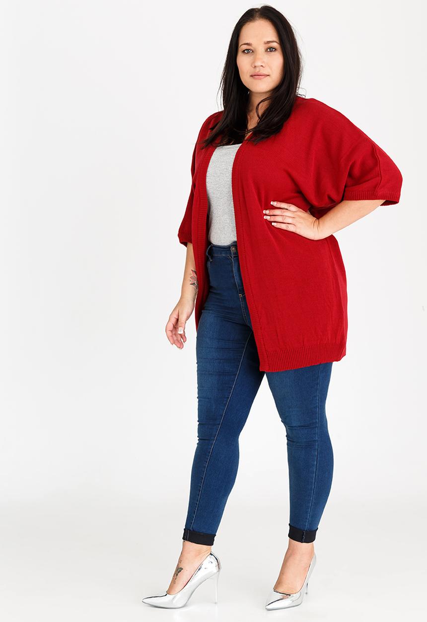 edit Plus - Throw-over Cardi Dark Red