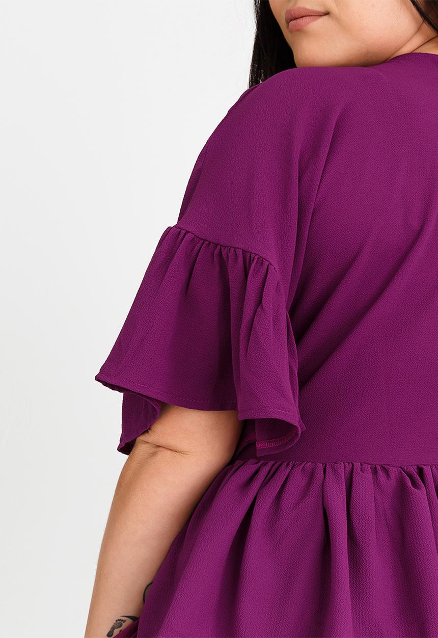 STYLE REPUBLIC PLUS - Volume Peplum Blouse Dark Purple