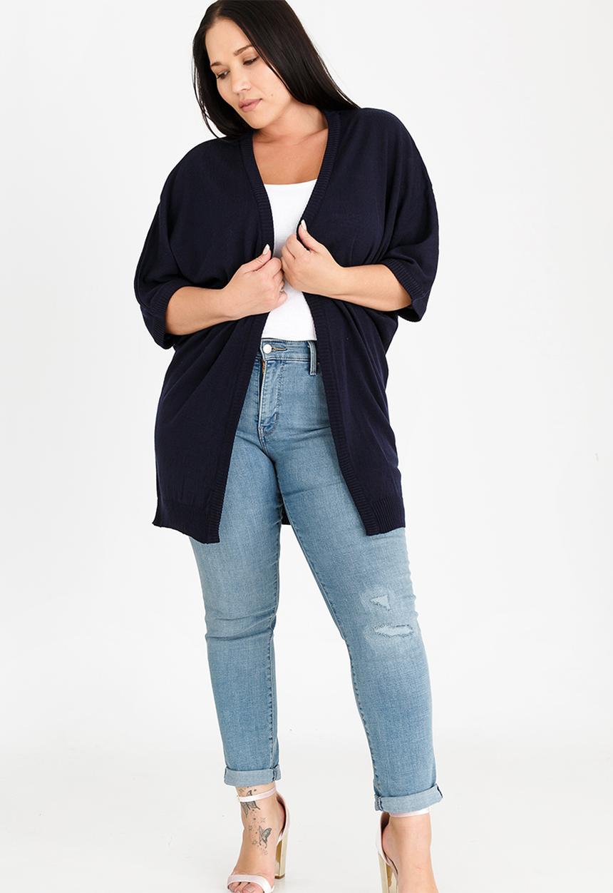 edit Plus - Throw-over Cardi Navy