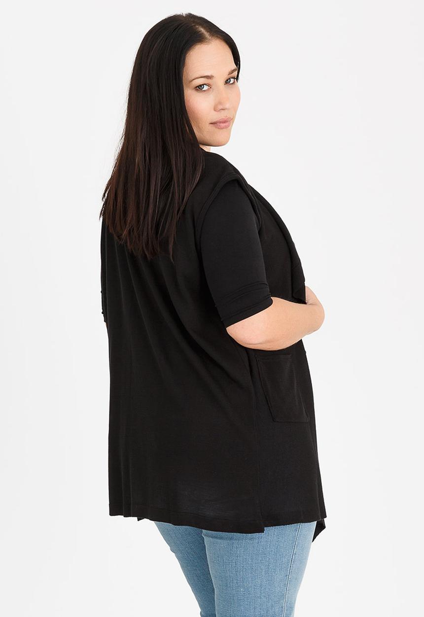 edit Plus - Sleeveless Cardi Black
