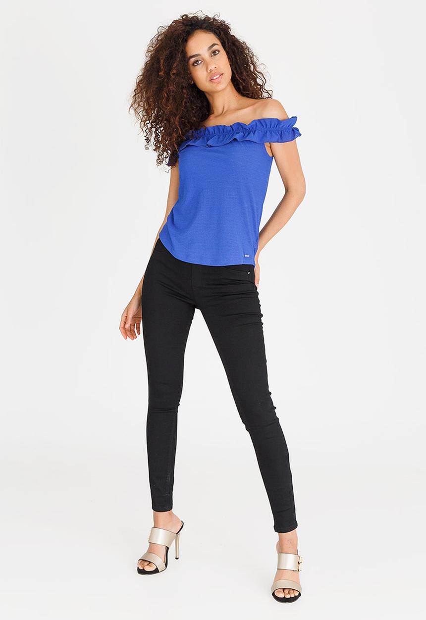 SISSY BOY - Tokyo Ruffle Detail Fitted Top Blue