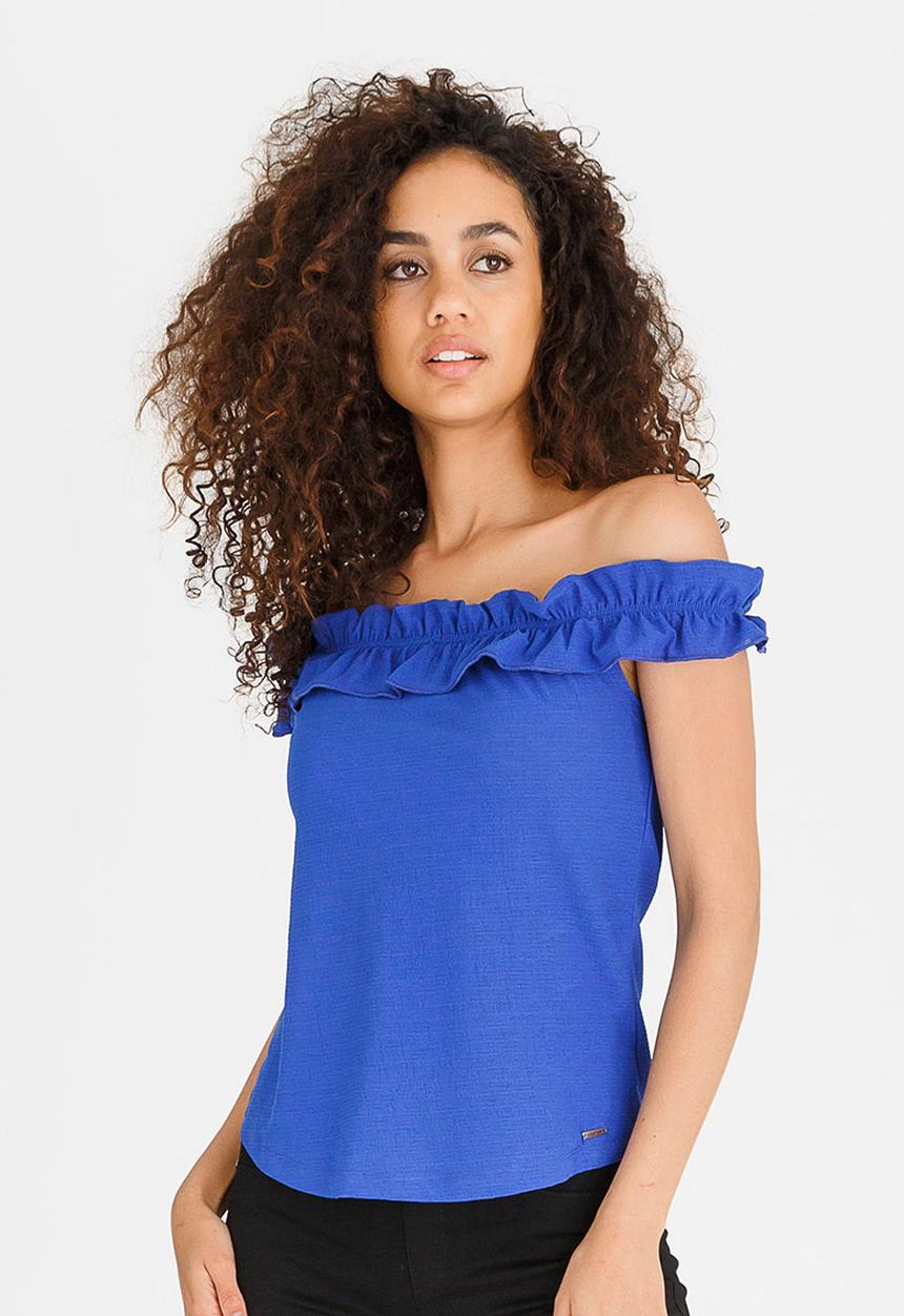 SISSY BOY - Tokyo Ruffle Detail Fitted Top Blue