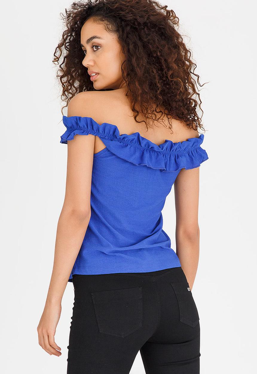 SISSY BOY - Tokyo Ruffle Detail Fitted Top Blue