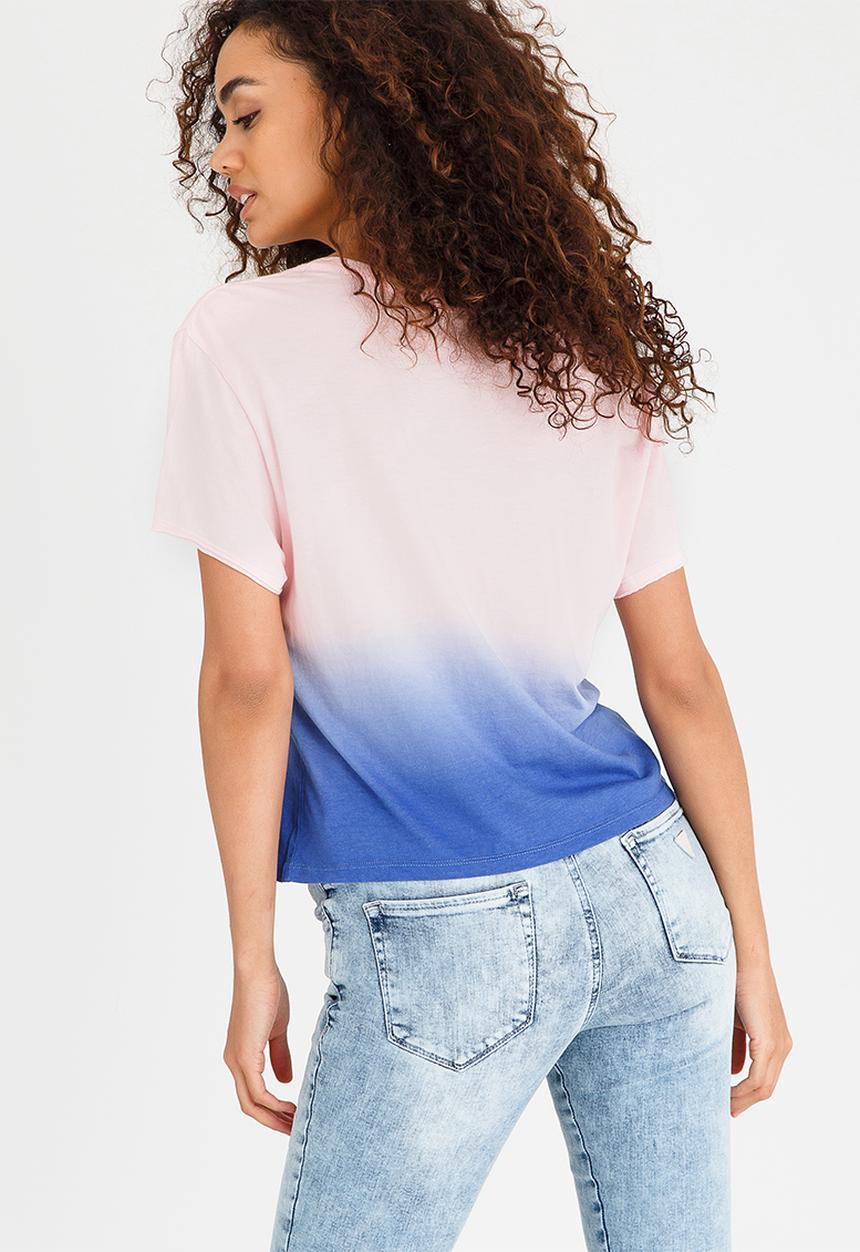 GUESS - Guess Deep V Easy Logo Tee Pale Purple