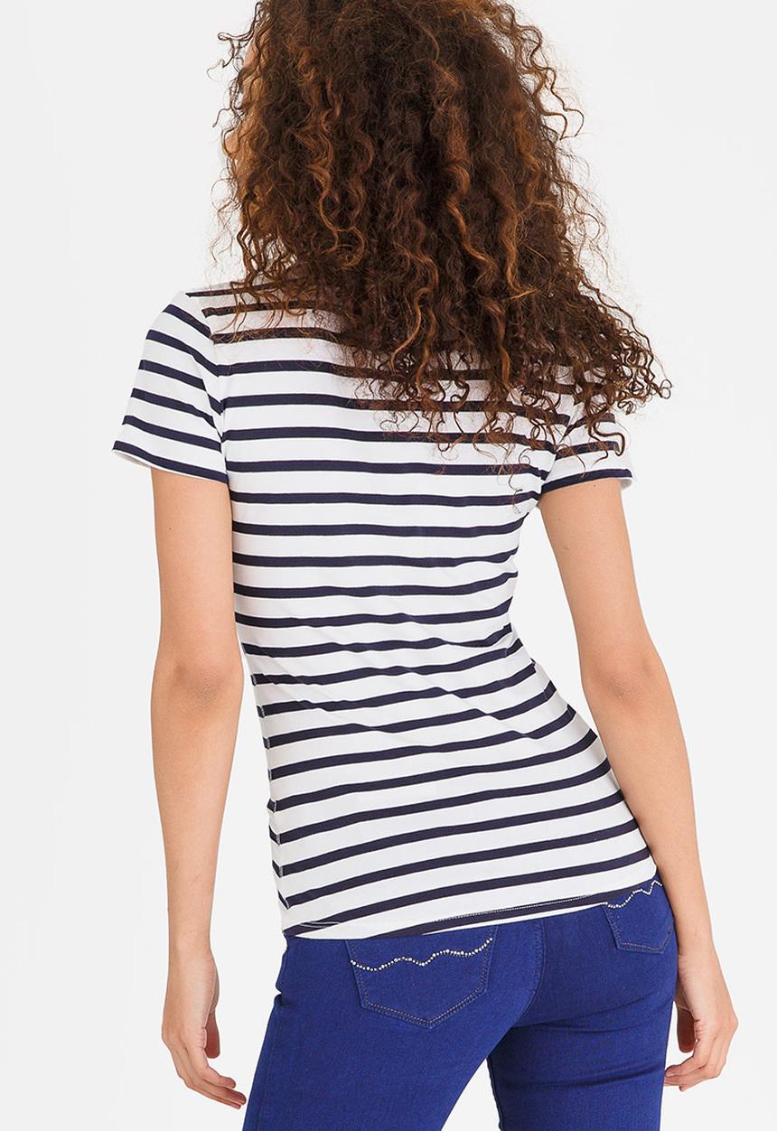 SISSY BOY - Demi One Up Tee with Lace Detail Navy & White