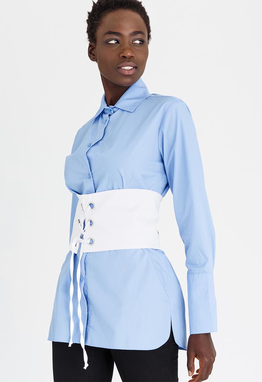STYLE REPUBLIC - Shirt with Corset Detail Pale Blue