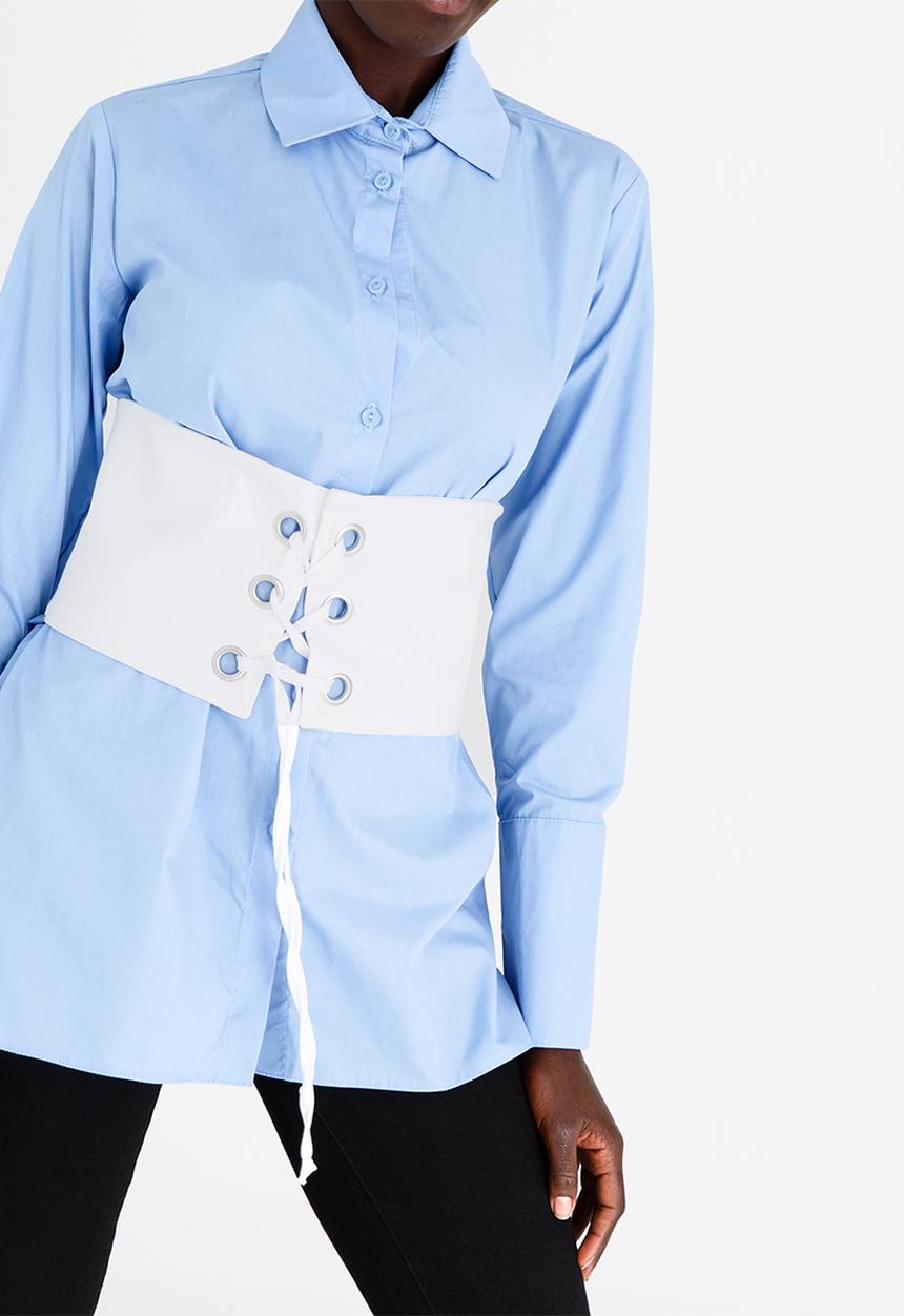 STYLE REPUBLIC - Shirt with Corset Detail Pale Blue