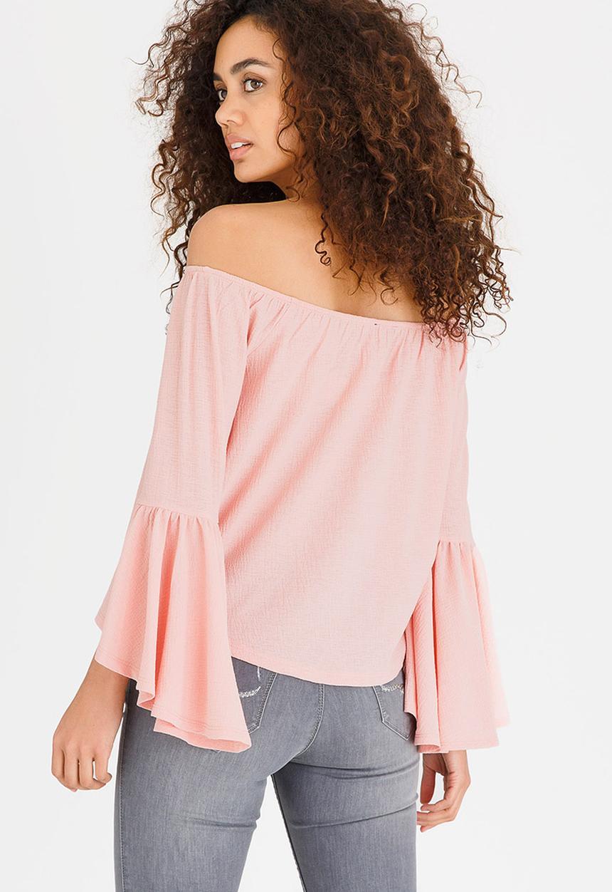 SISSY BOY - Off-the-shoulder Gypsy Top Pale Pink