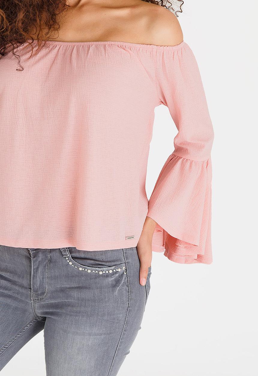 SISSY BOY - Off-the-shoulder Gypsy Top Pale Pink