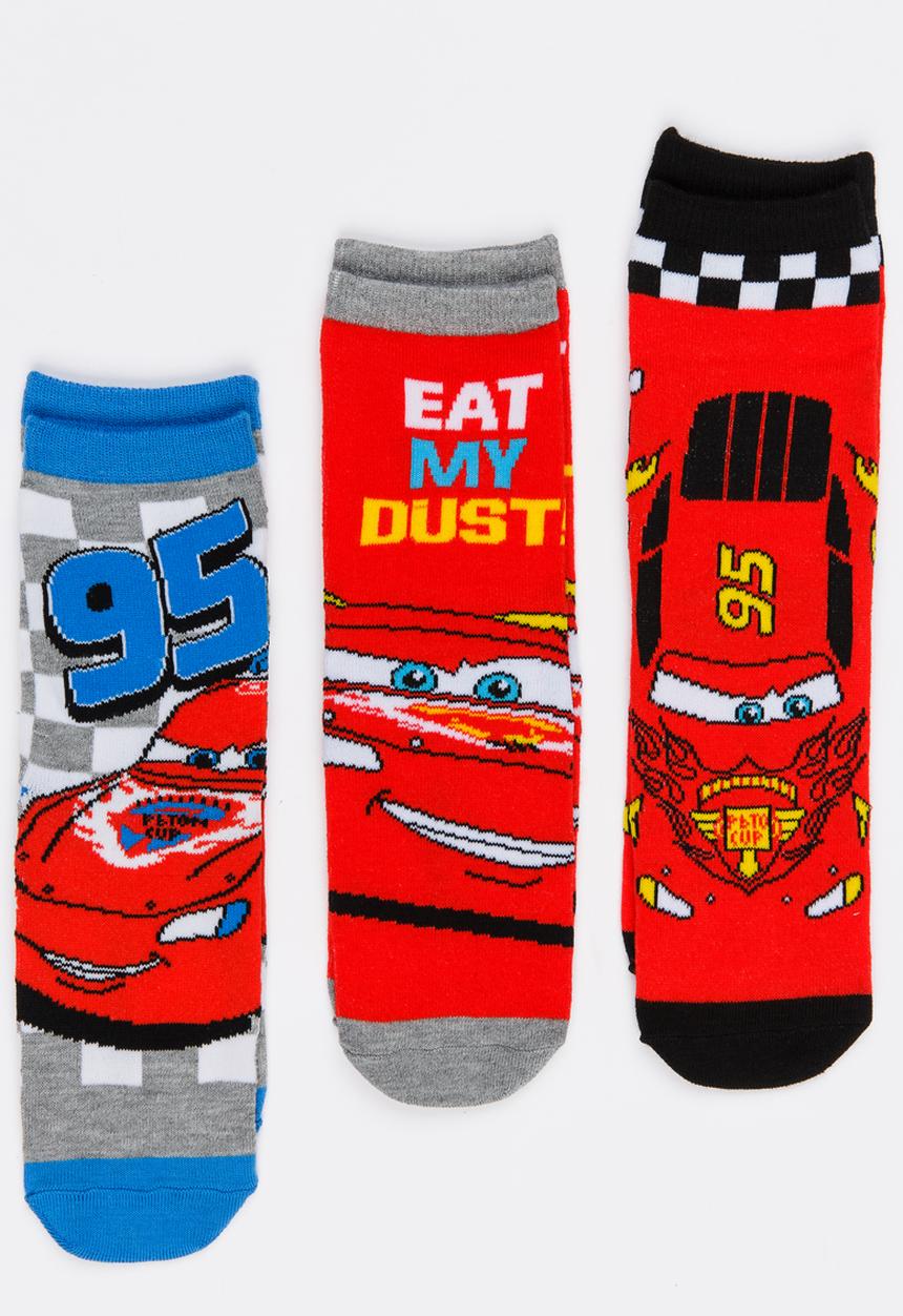 Character Fashion - Cars 3 Pack Anklet Sock Dark Red