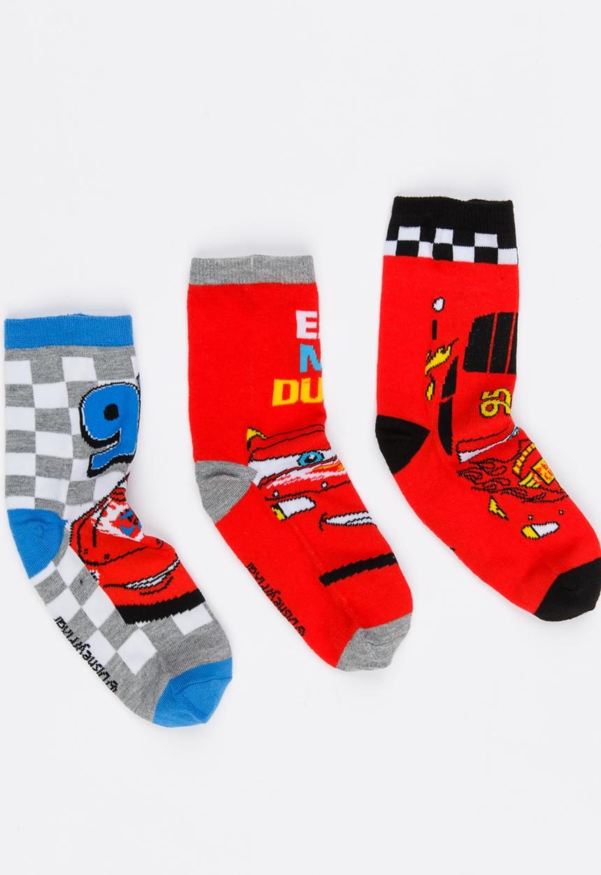 Character Fashion - Cars 3 Pack Anklet Sock Dark Red