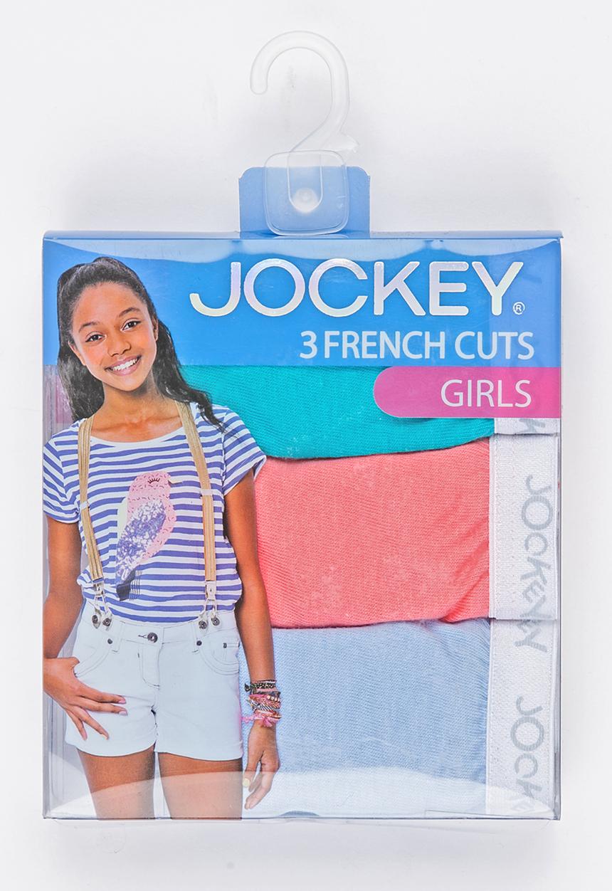 Jockey - 3 PK Girls Plain French Cut Multi-colour
