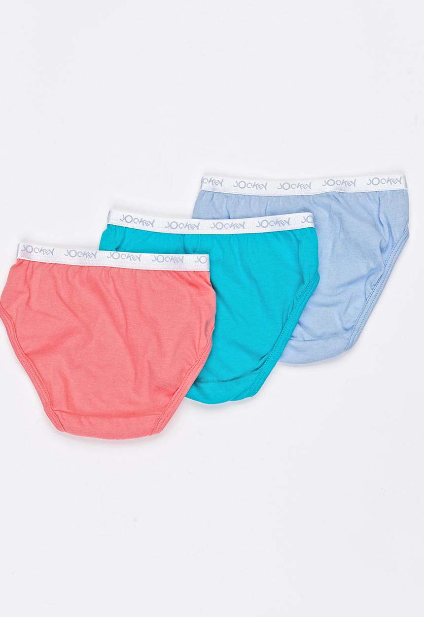 Jockey - 3 PK Girls Plain French Cut Multi-colour