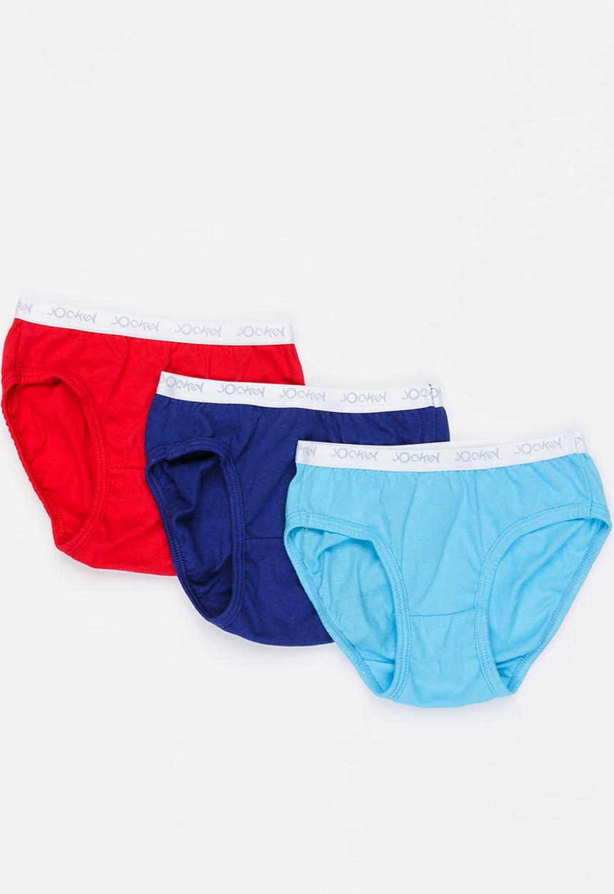 Jockey - 3 PK Girls Plain French Cut Multi-colour