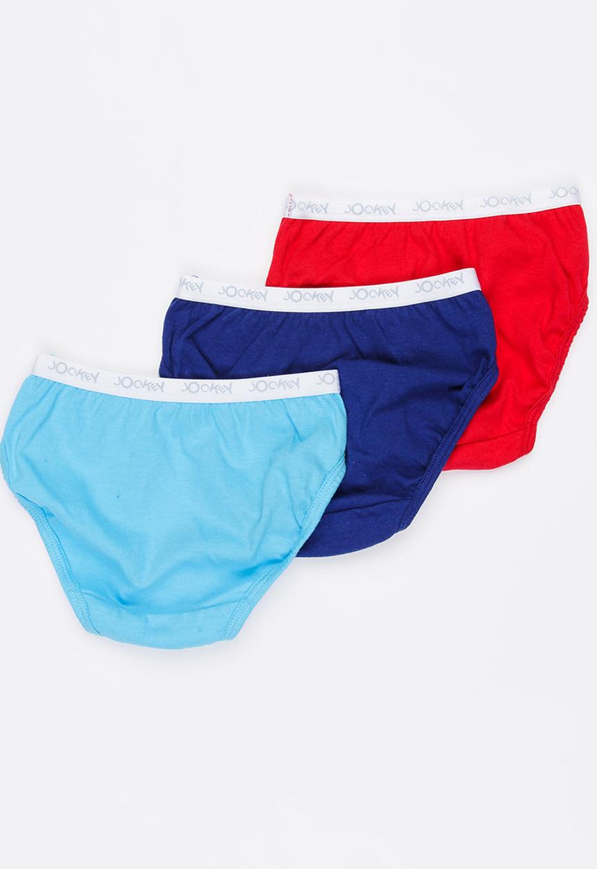 Jockey - 3 PK Girls Plain French Cut Multi-colour