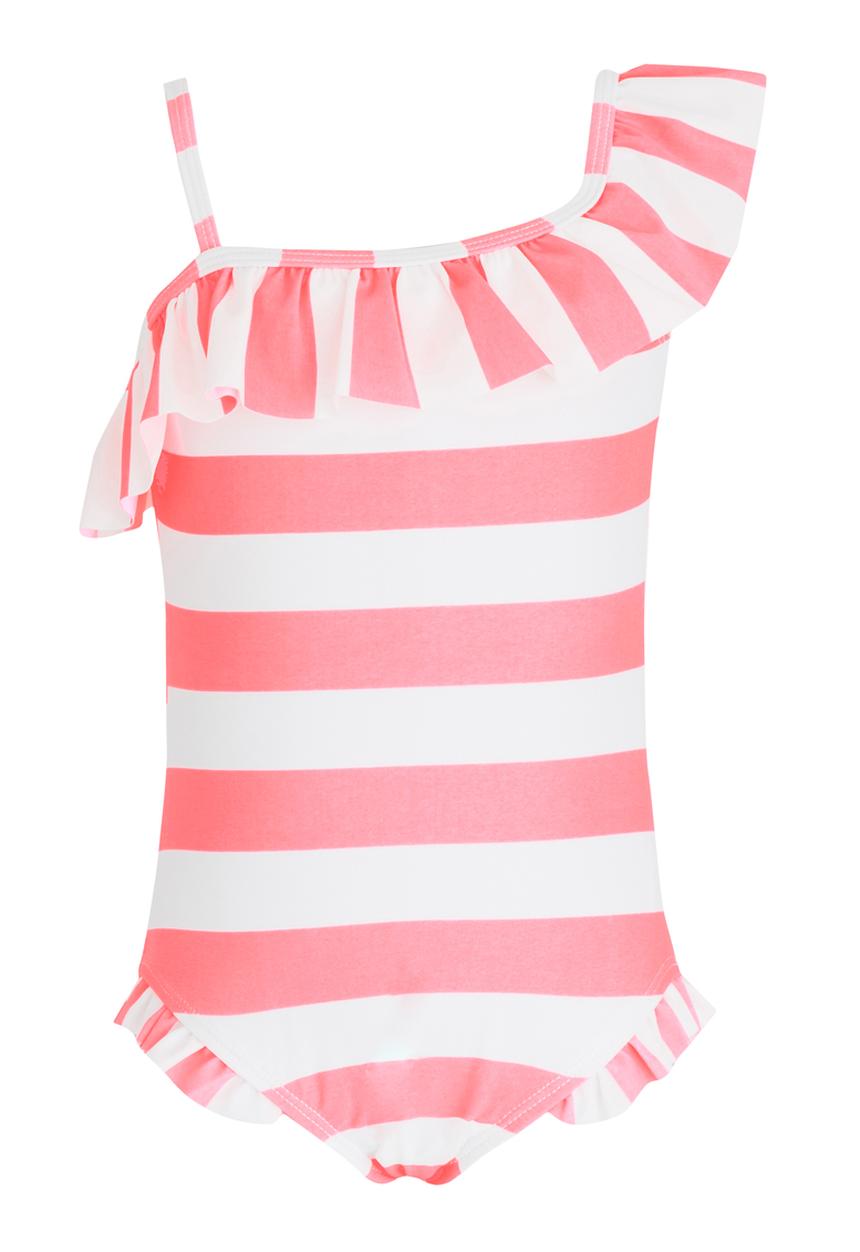 Pop Candy - Striped Full Piece Swimsuit Pale Pink