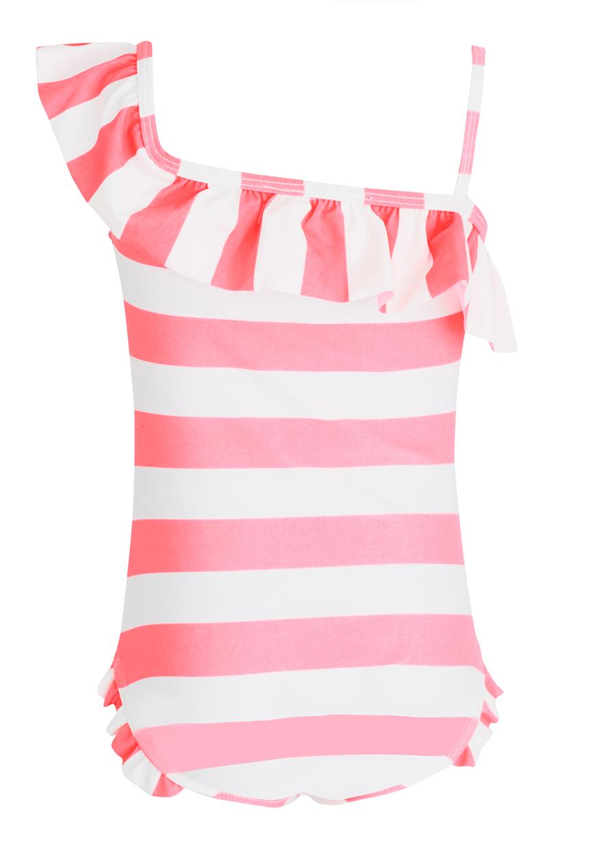 Pop Candy - Striped Full Piece Swimsuit Pale Pink