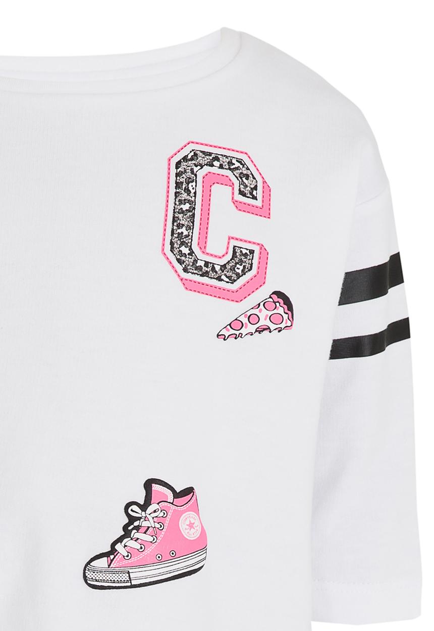 Converse - Tie-Front Patches Patches Knit Top White