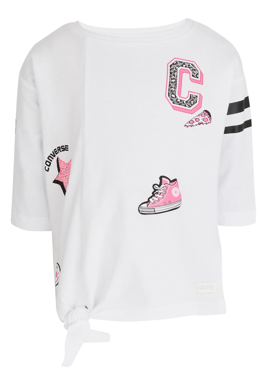Converse - Tie-Front Patches Patches Knit Top White