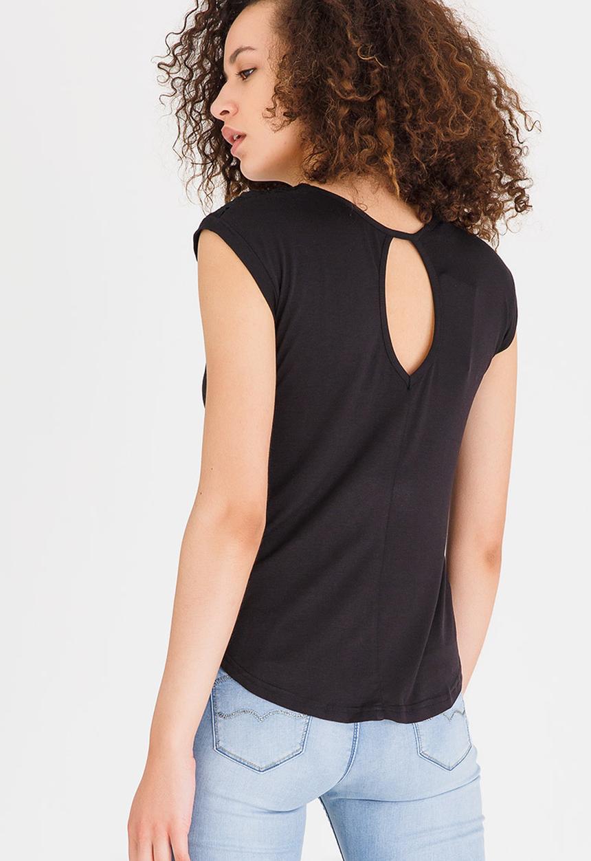 edit - Lace Trim Tee Black
