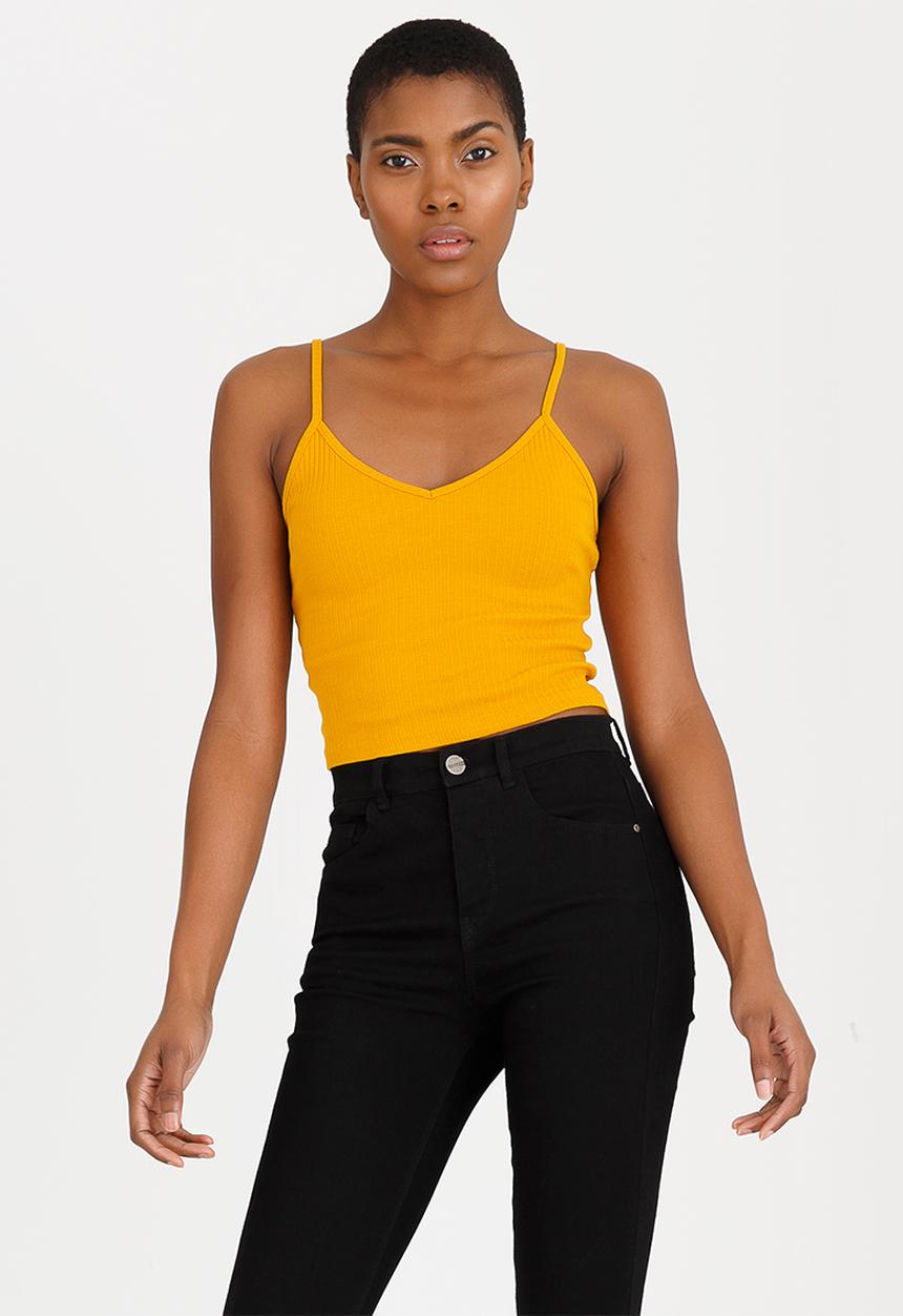 c(inch) - Ribbed Cropped Top Yellow