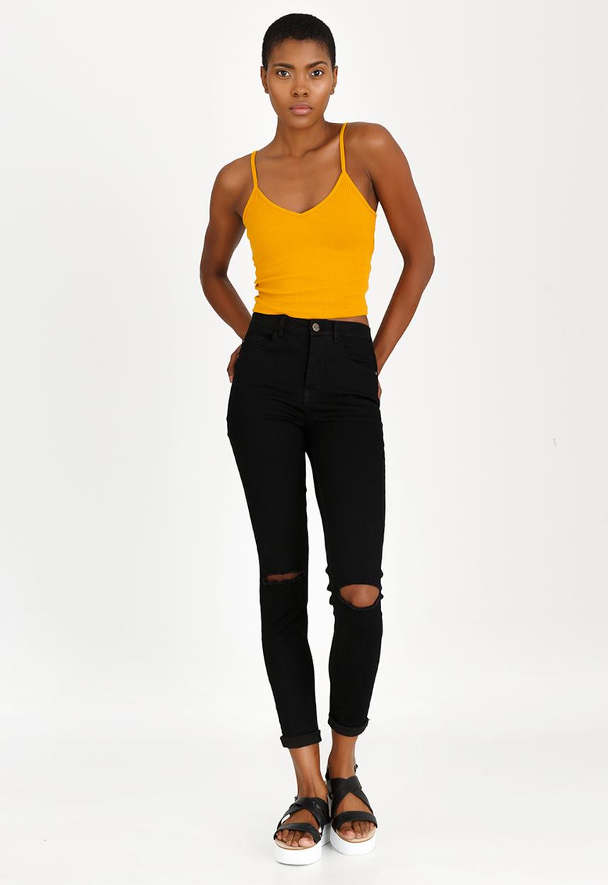 c(inch) - Ribbed Cropped Top Yellow
