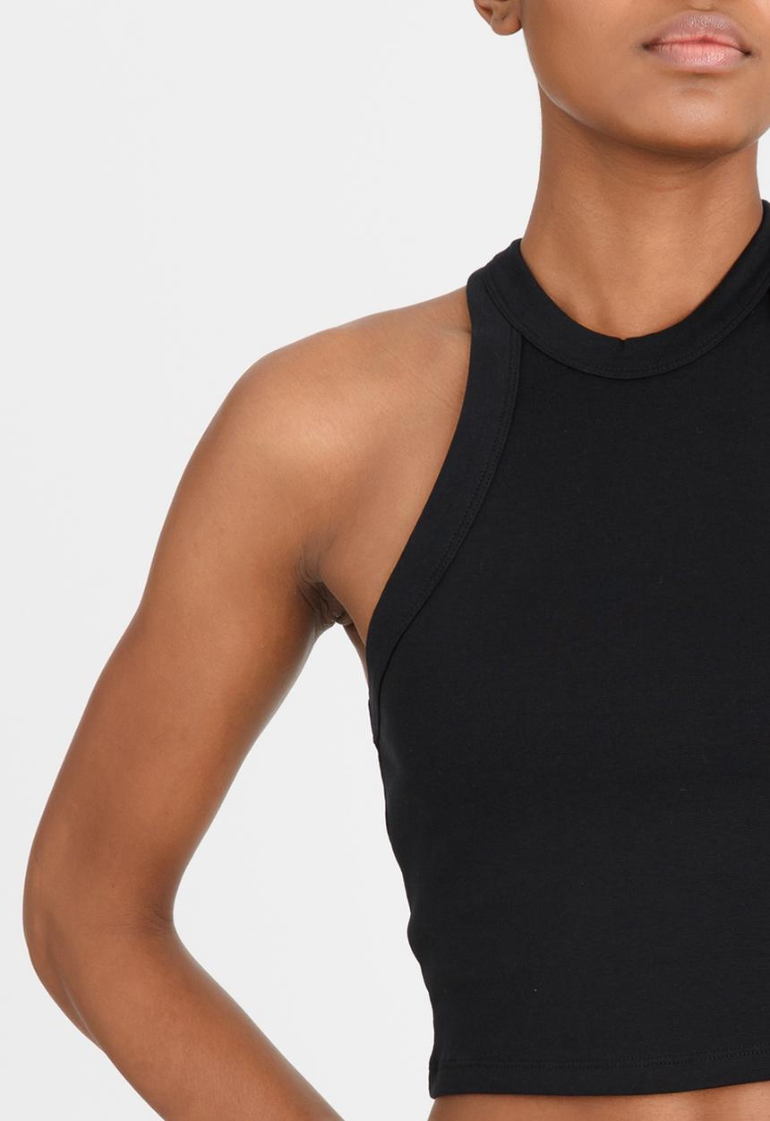 c(inch) - High Neck Cropped Top Black