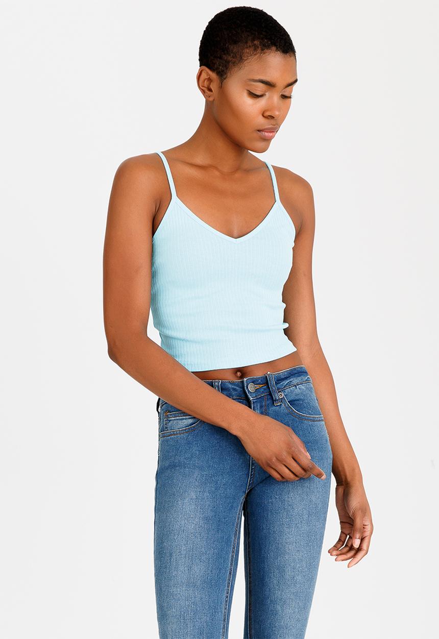 c(inch) - Ribbed Cropped Top Pale Blue